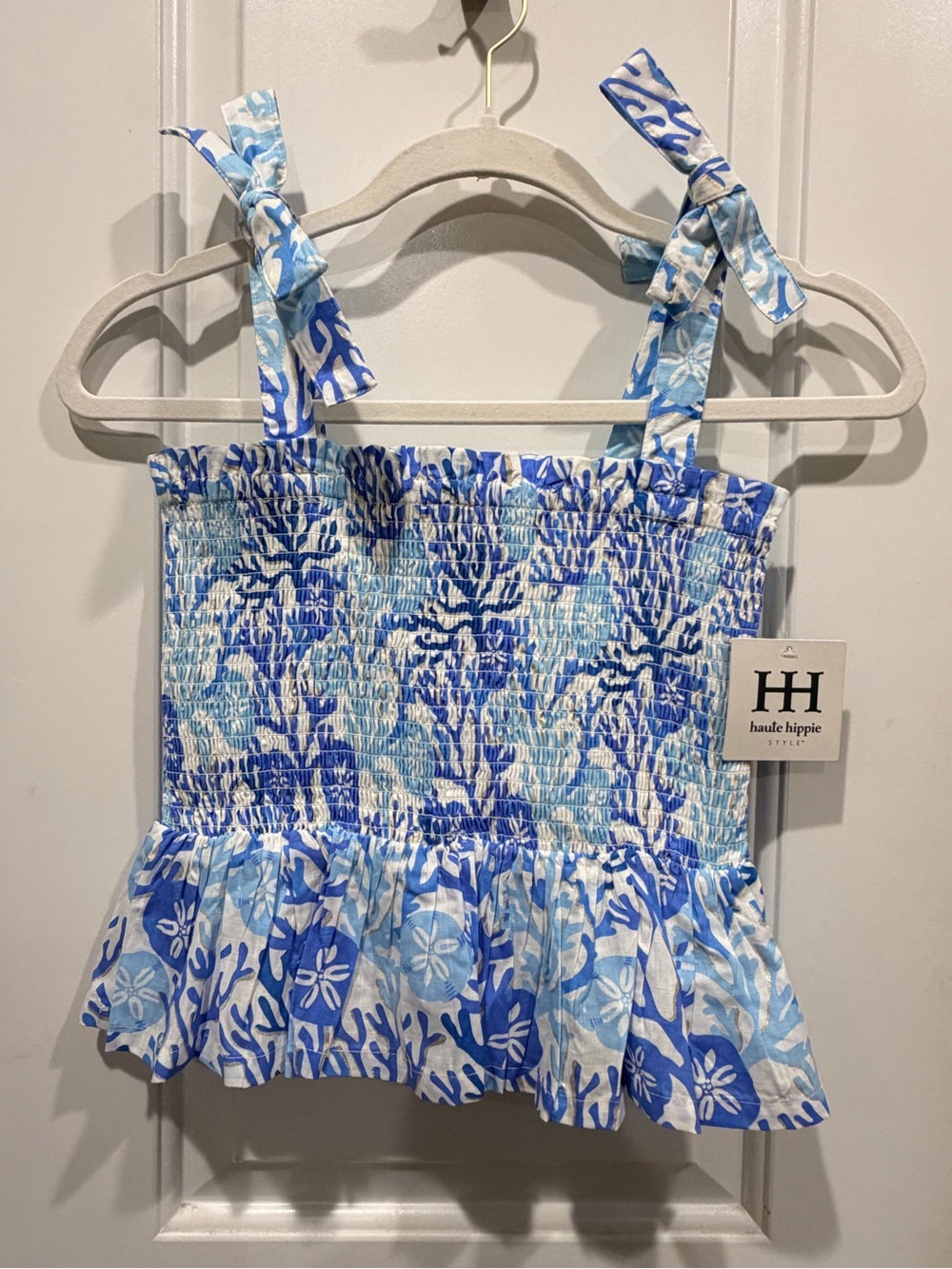 Haule Hippie Juniors' Blue Floral Smocked Tank Top and Skirt Set